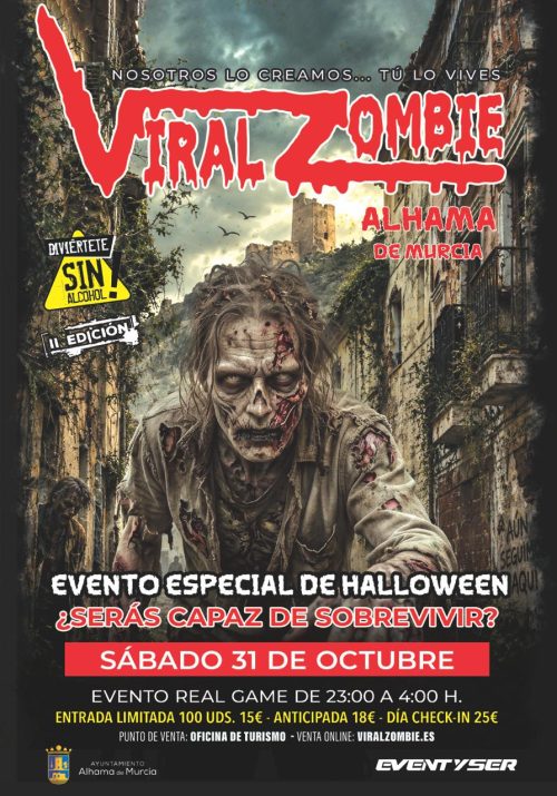 ENTRADAS VIRAL ZOMBIE 31 OCTUBRE ALHAMA DE MURCIA (MURCIA)